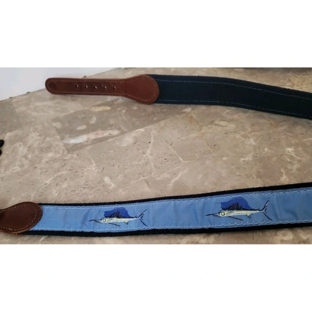 Men's Preston‎ Leather Swordfish Fish Belt Size 28 Fishermen's Aesthetic